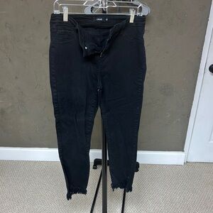 Black Frayed Hem Jeans